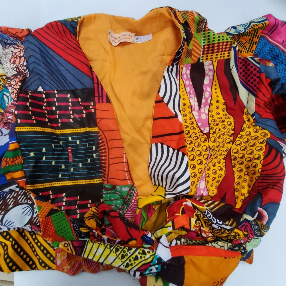 African Print WrapTop size UK 16 US 12 - Picture 2 of 7